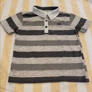Calvin Klein Kids Polo with Gray and White Stripes